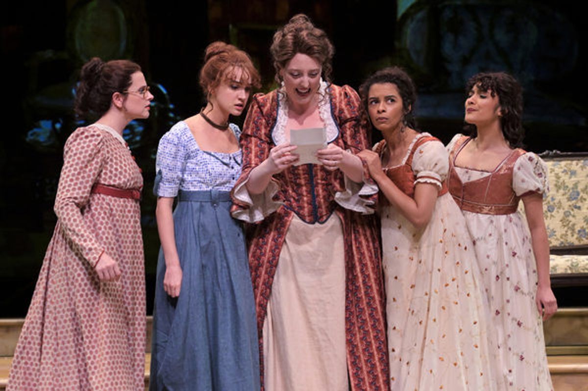 Mary (Melissa WolfKlain), Elizabeth (Mary Mattison), Mrs. Bennet (Heather Orth), Kitty (Chanel Tilghman), and Lydia (Tara Kostmayer) at 
