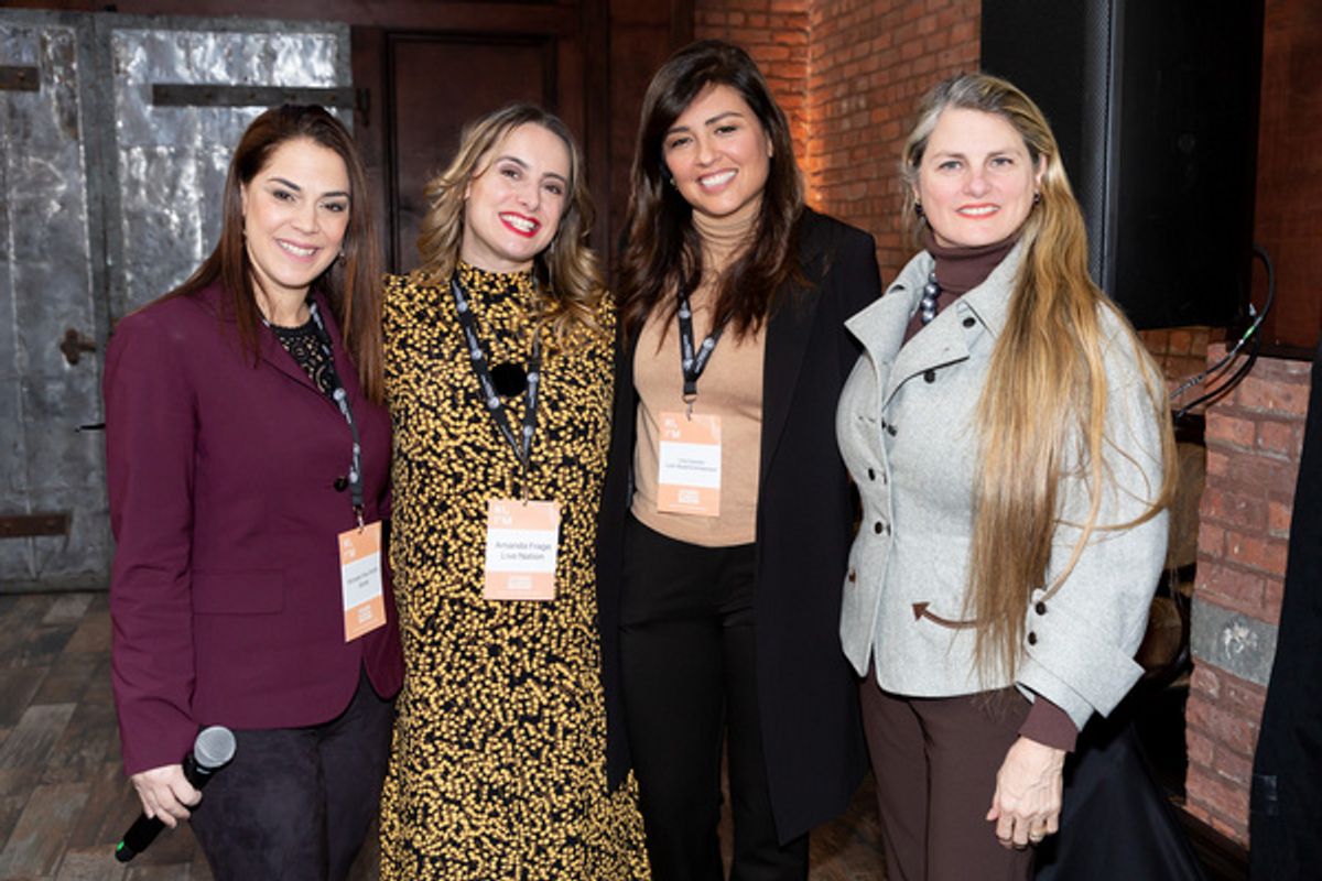 Michelle Fine-Smith (Variety), Amanda Fraga (Live Nation), Lina Caceres (Latin World Entertainment) , Bonnie Comley (BroadwayHD) at 