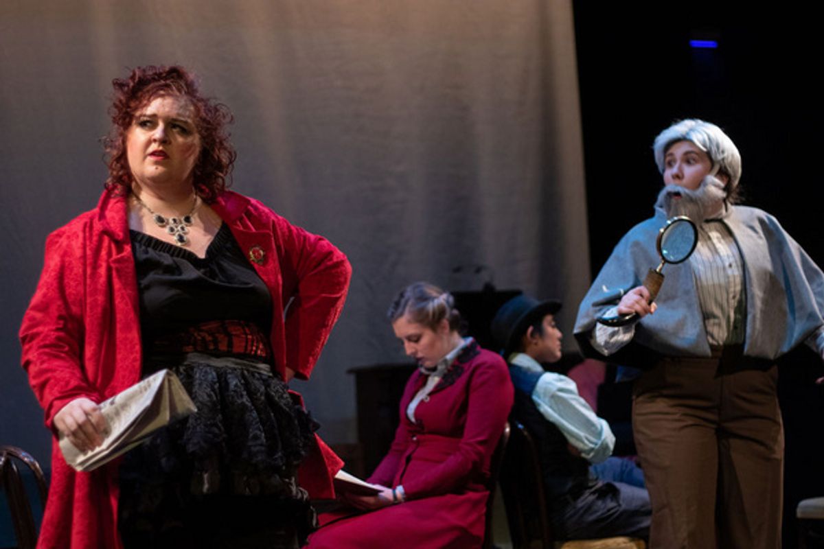 The Princess Puffer (Katherine Dalin) and Dick Datchery (Maisie Rose) settle up the score.  at 