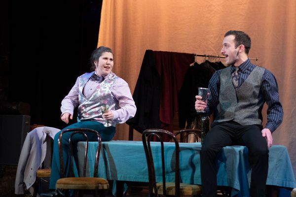 Edwin Drood (Maisie Rose) and John Jasper (Chase Heinemann) celebrate their friendshi Photo
