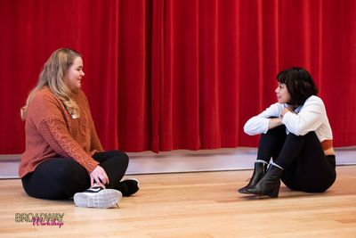 Eva Noblezada and with Broadway Workshop student Photo