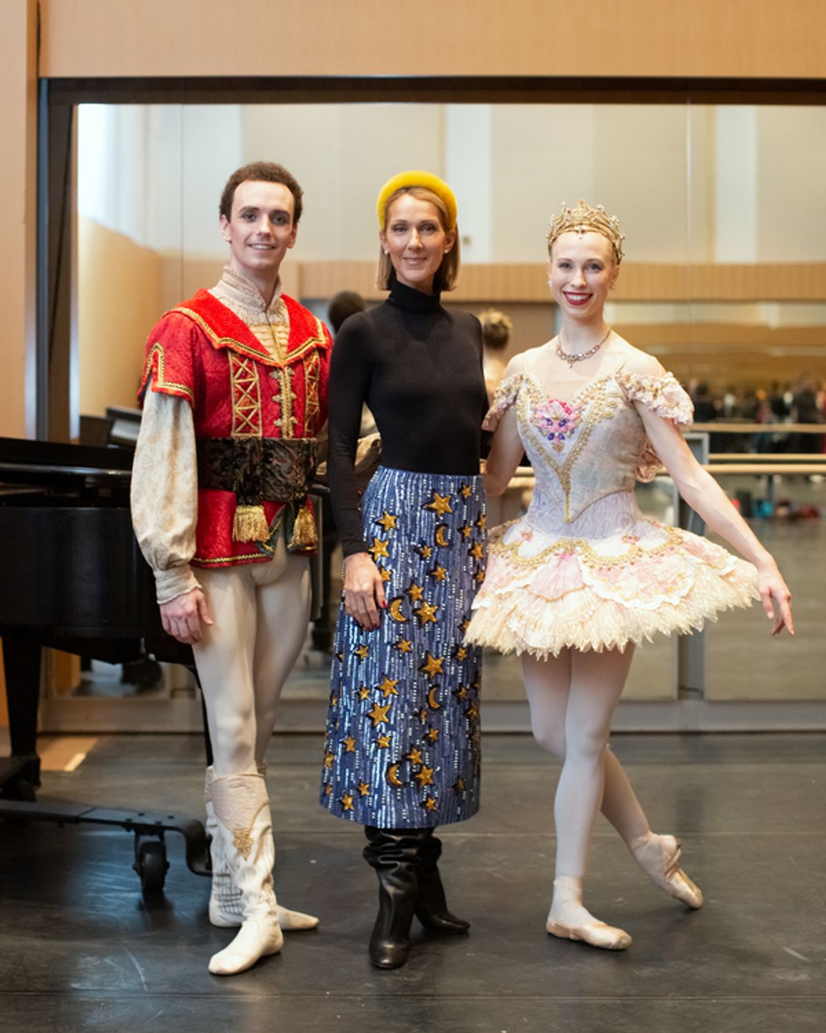 Celine Dion with First Soloist Jack Bertinshaw and Second Soloist Calley Skalnik of The National Ballet of Canada at The Nutcracker at 