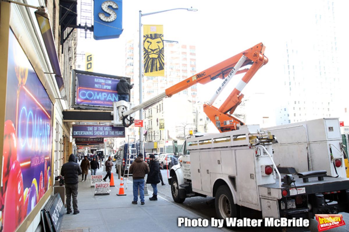 Theatre Marquee unveiling for 'Company' starring Katrina Link and Patti LuPone at the Jacobs Theatre on December 13, 2019 in New York City.  at 