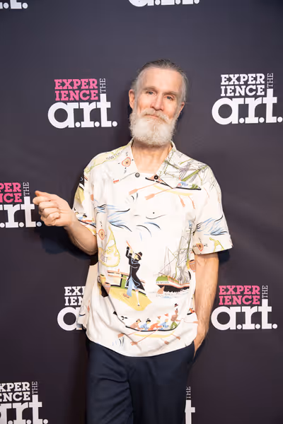 Tom Nelis (Ahab) in a shirt that features The Pequod Photo