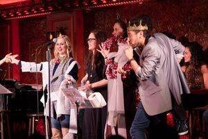 Emily Koch, Heath Saunders and audience members @ BroadwayWorld Emily Koch, Heath Saunders and audience members Photo