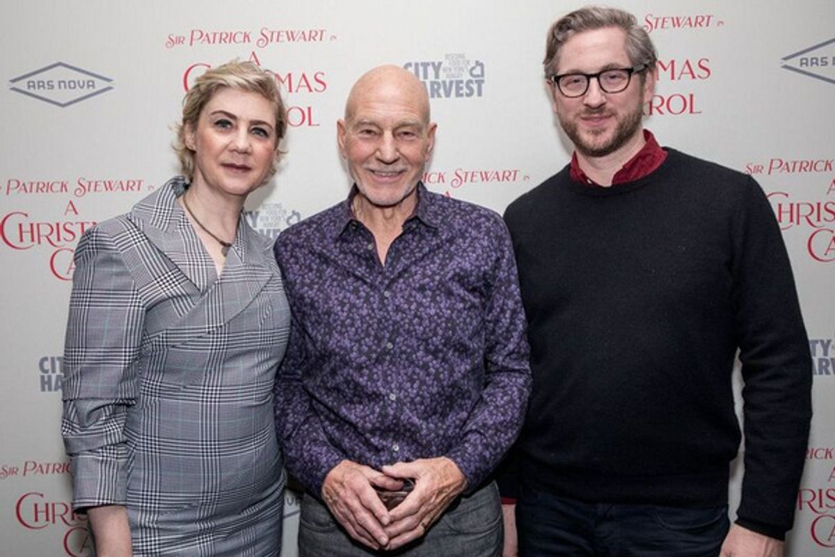 Producer Jenny Steingart, Sir Patrick Stewart and Ars Nova Artistic Director Jason Eagan at 