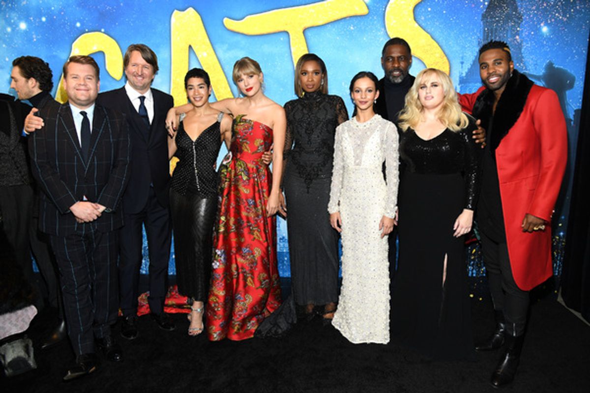 James Corden, Tom Hooper, Mette Towley, Taylor Swift, Jennifer Hudson, Francesca Hayward, Idris Elba, Rebel Wilson and Jason Derulo at 