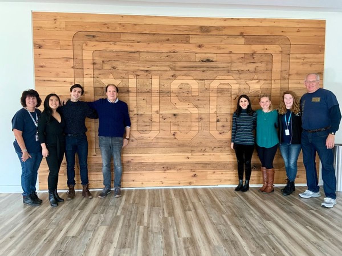 Lyndsay Austin, Kelli Youngman, Michael John Hughes, Ken Ludwig, Lauren McMillen, Samantha Schneider (Arena Stage Communications Associate), Caroline Austin and LTC. William Austin, Retired  at 