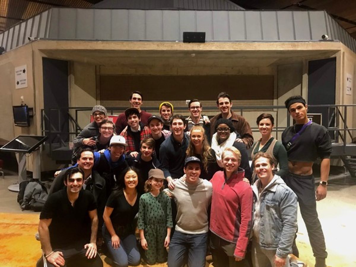 Ben Fankhauser with the cast of Disneyâ€™s Newsies  at 