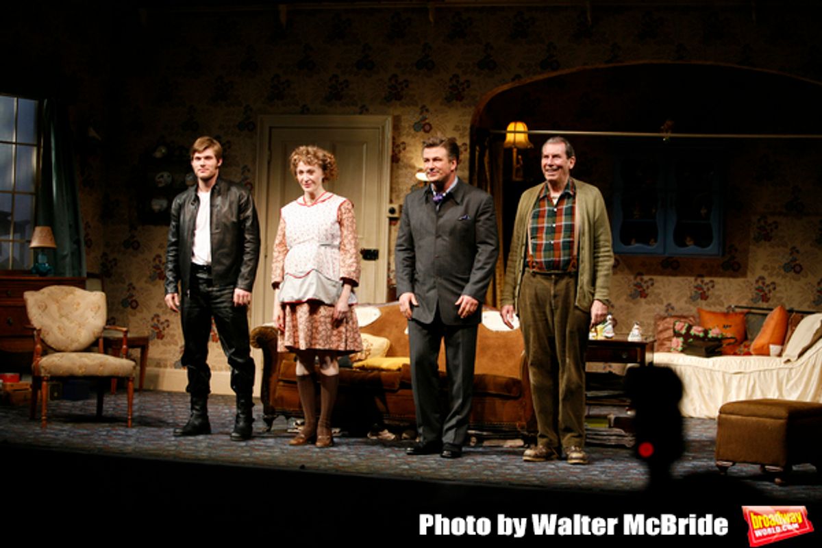Chris Carmack, Jan Maxwell, Alec Baldwin and Richard Easton during the Curtain Call for The Opening Night Performance of The Roundabout Theatre Company's Production of  ENTERTAINING MR. SLOANE at the Laura Pels Theatre in New York City. March 16, 2006 at 