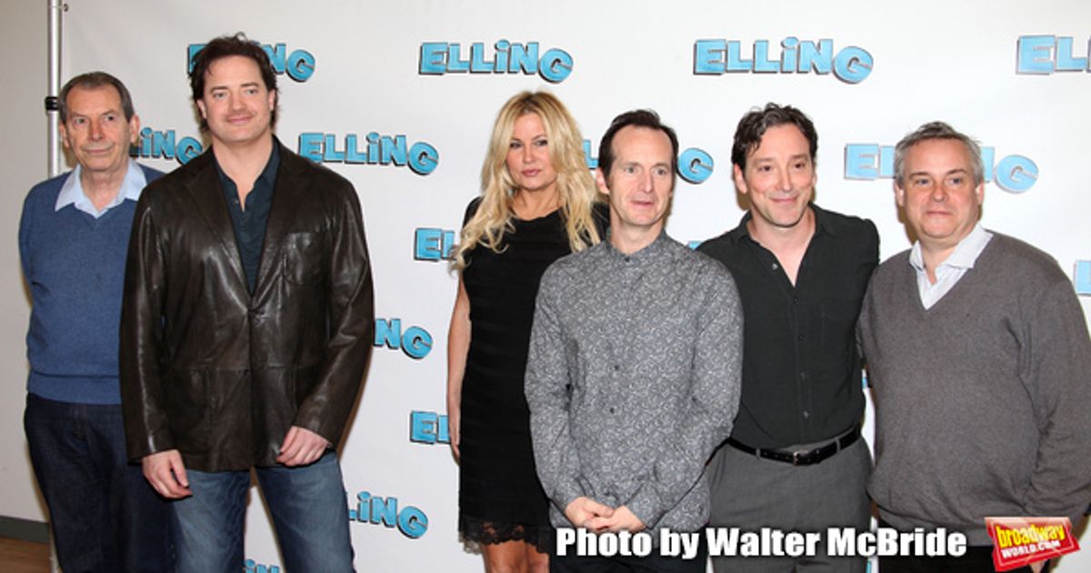 Richard Easton, Brendan Fraser, Jennifer Coolidge, Denis O'Hare, Jeremy Shamos and Doug Hughes attending the Meet & Greet the cast of 'ELLING'  on  October 19, 2010 at the Ballet Tech Rehearsal Studios in New York City. The play will open on November 21, 2010 at the Barrymore Theatre. at 