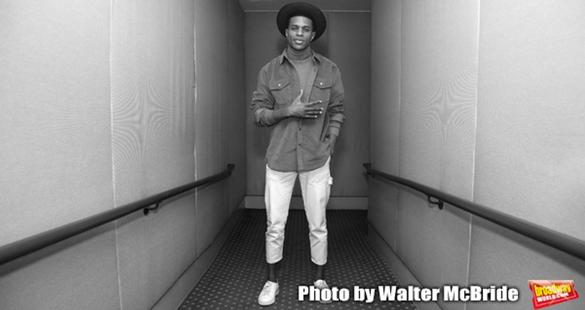 Jeremy Pope during his Broadway Debut Photo shoot at the Samuel J. Friedman Theatre on January 24, 2019 in New York City. at 