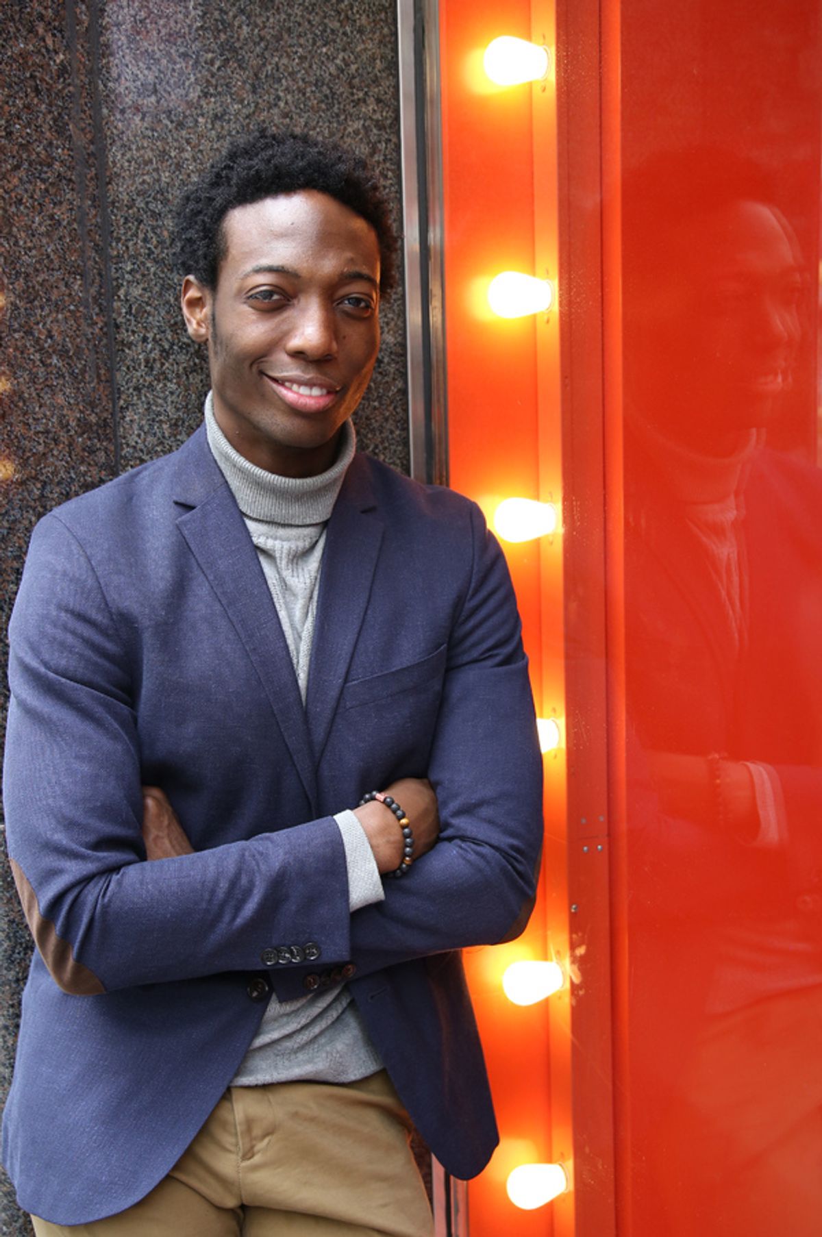 Johnny Brantley during hi Broadway debut in 'Beetlejuice' photo shoot at the Winter Garden Theatre on April 22, 2019 in New York City. at 