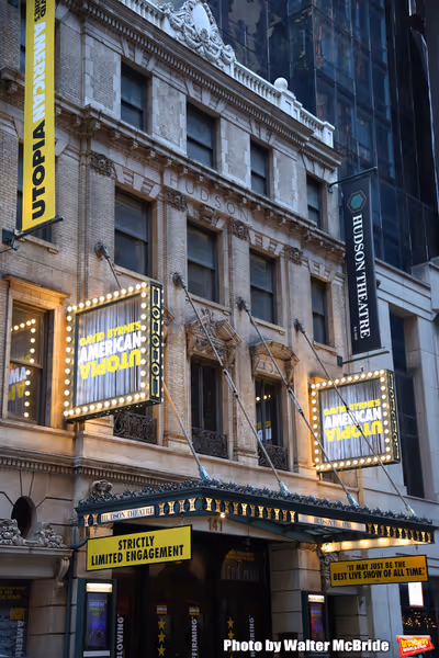 Theatre Marquee  for "David Byrne's American Utopia" at the Hudson Theatre on Novembe Photo