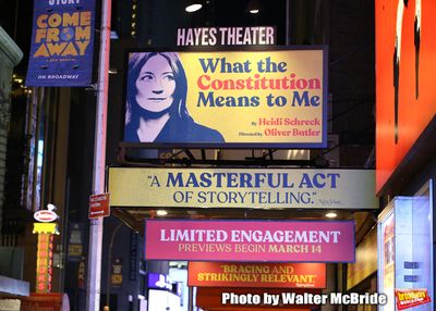 Theatre Marquee for the Broadway Opening Night Performance of  "What The Constitution Photo