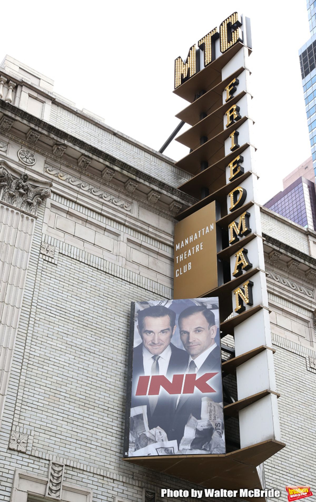 Theatre Marquee for Manhattan Theatre Club's Broadway premiere of James Graham's 'Ink' , directed by Rupert Goold, and starring Bertie Carvel and Jonny Lee Miller at the Samuel J. Friedman Theatre on April 22, 2019 in New York City. at 