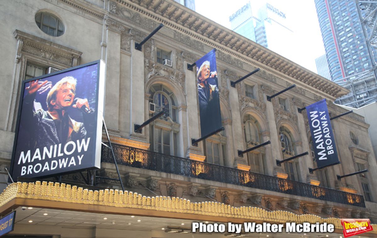 Theatre Marquee unveiling for 'Manilow Broadway' starring Barry Manilow at the Lunt-Fontanne Theatre on July 25, 2019 in New York City. at 