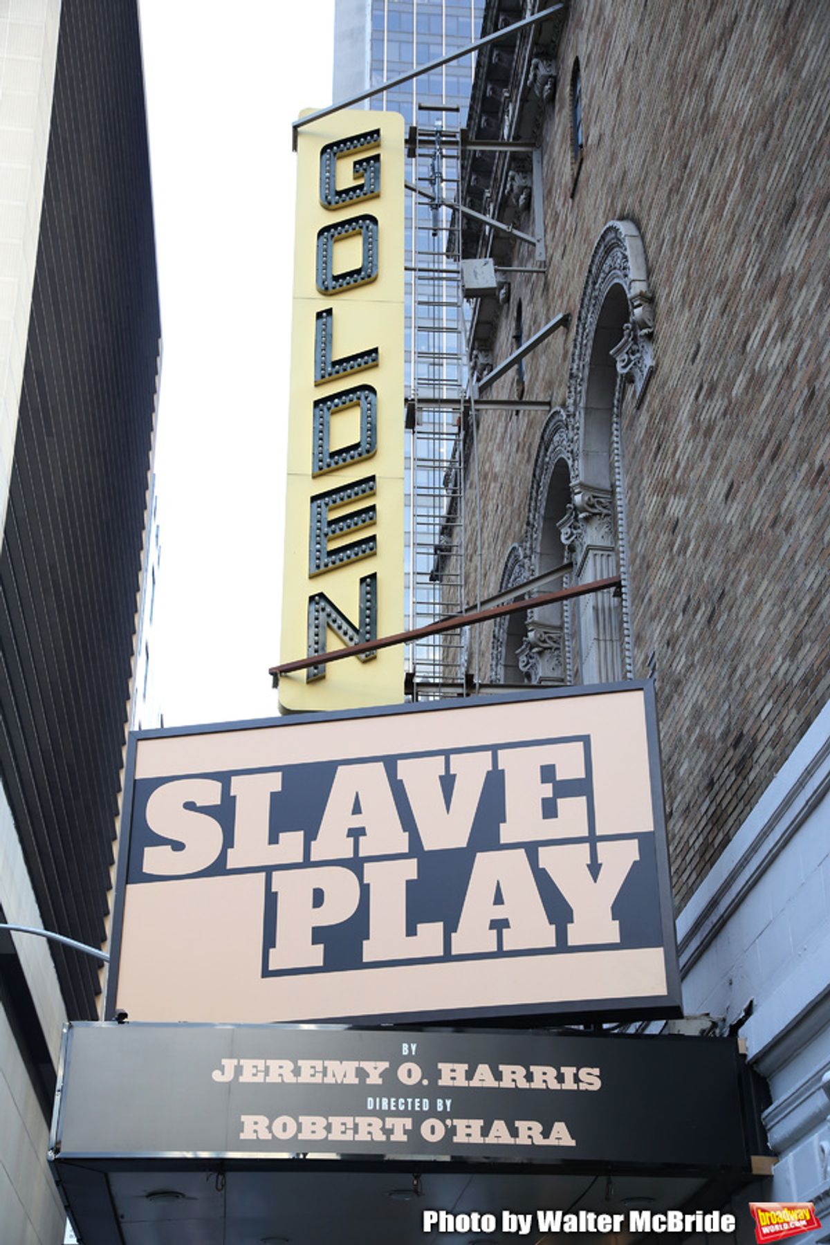 Theatre Marquee for 'Slave Play' by Jeremy O. Harris at the Golden Theatre on August 22, 2019 in New York City. at 