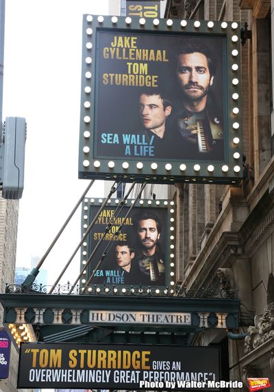 Theatre Marquee unveiling for "Sea Wall / A Life" starring Jake Gyllenhaal and Tom St Photo