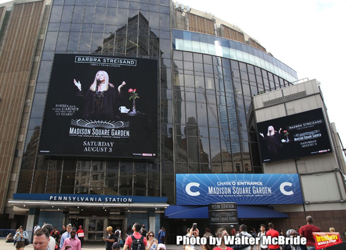 Barbra Streisand Theatre Marquee for her August 3, 2019 Concert at Madison Square Garden, Barbra back in her Garden the first time in 13 years!, in Times Square, NYC. on August 1, 2019 in New York City. at 