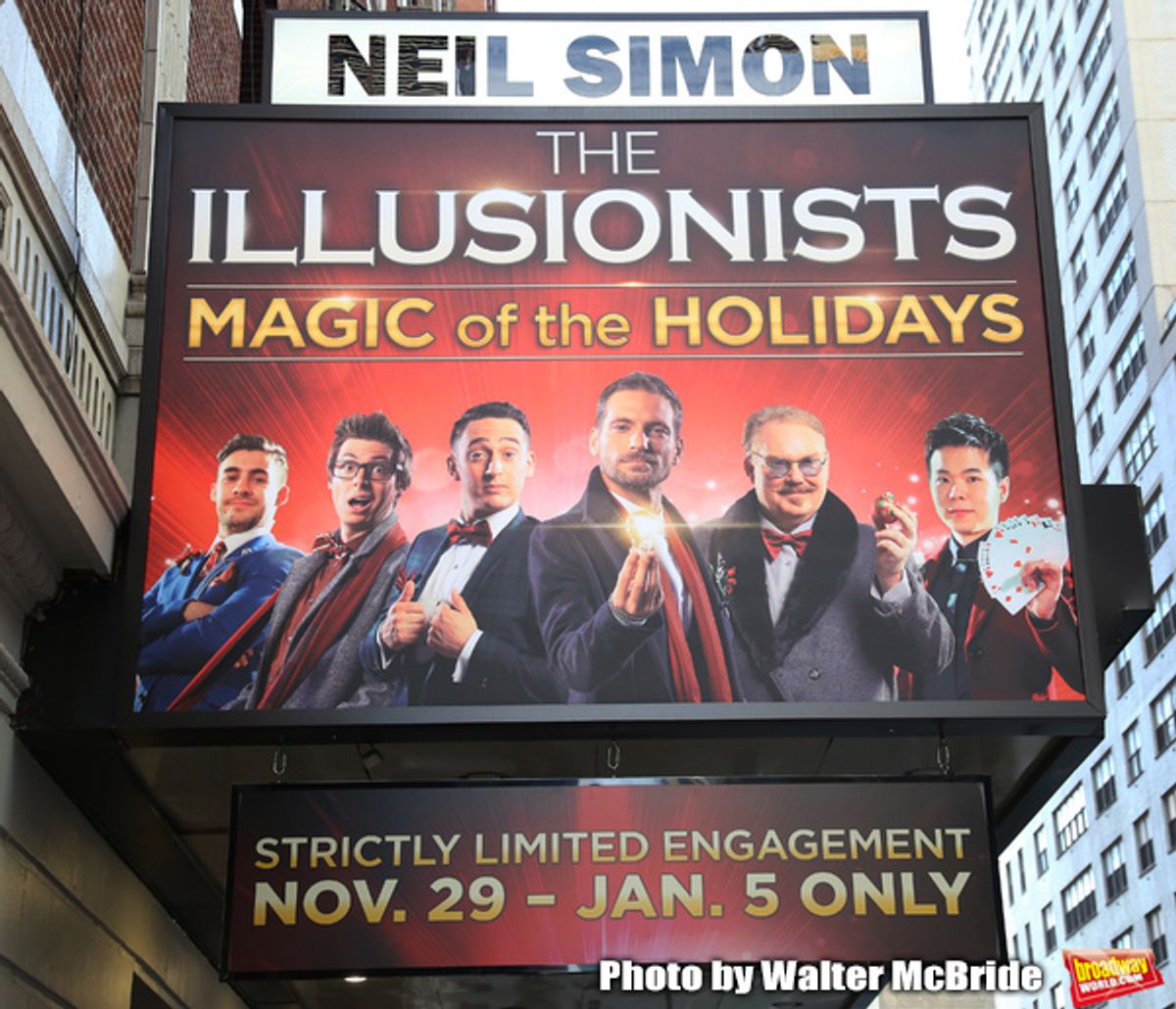Theatre Marquee unveiling for  'The Illusionists - Magic of the Holidays' at the Neil Simon Theatre on November 19, 2019 in New York City. at 