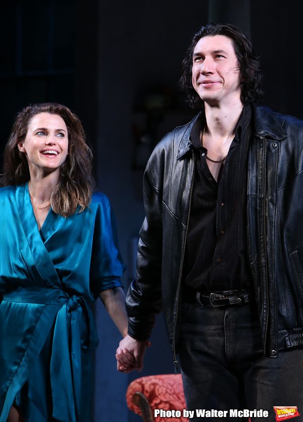 Keri Russell and Adam Driver during the Broadway Opening Night Curtain Call for Landf Photo
