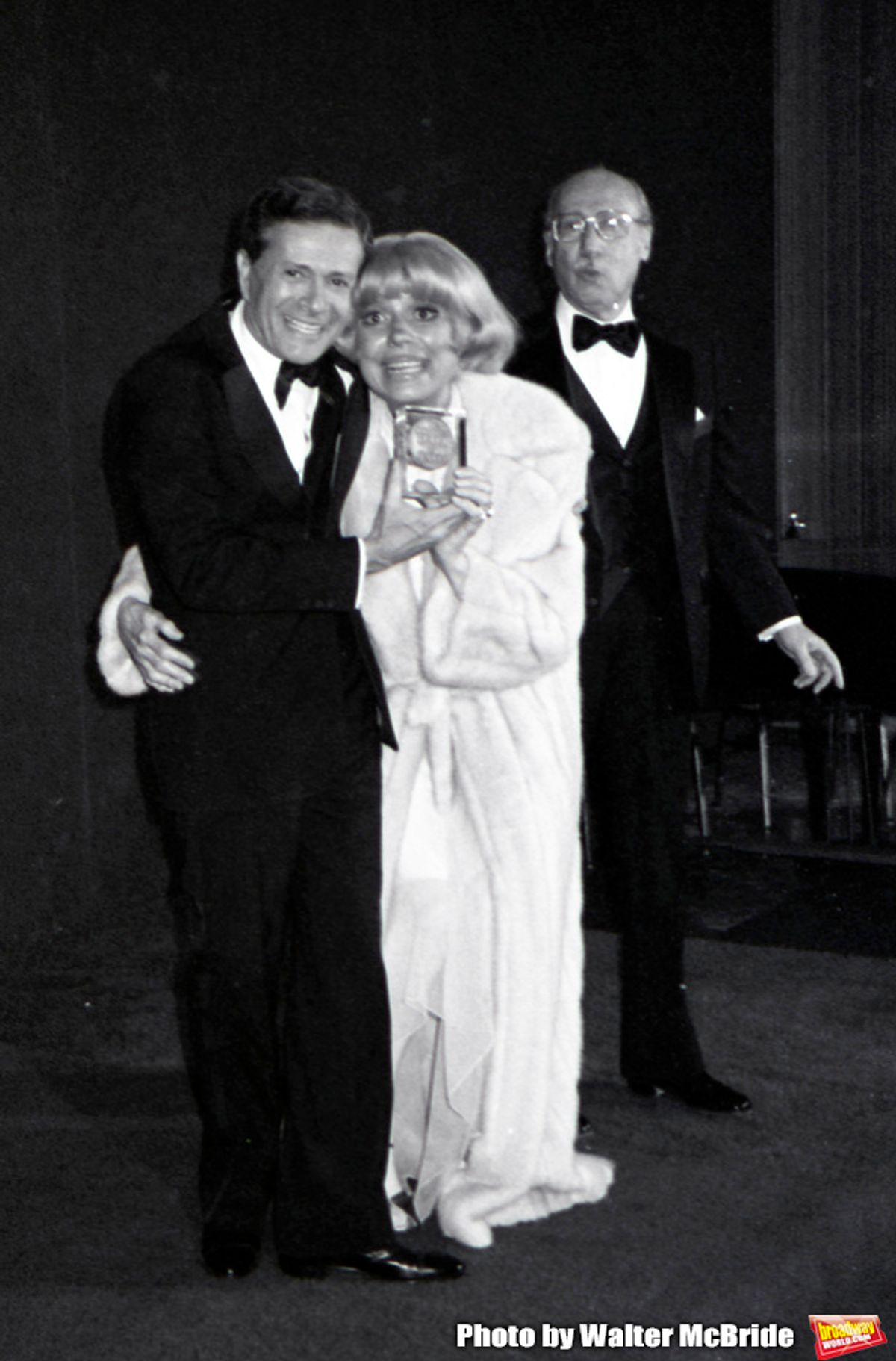 Jerry Herman, Carol Channing and Sammy Cahn attend the Songwriters Hall Of Fame held on March 28, 1982 at the Hilton Hotel in New York City. at 