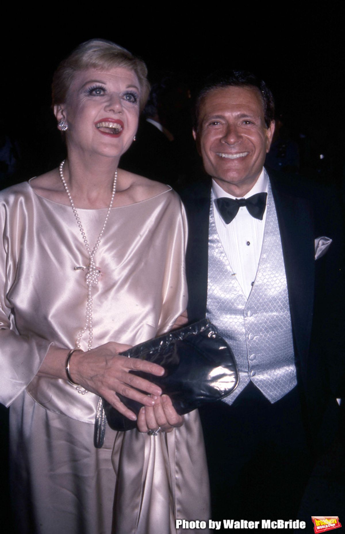 Angela Lansbury and Jerry Herman attend the Tony Awards on June 1, 1983 in New York City. at 