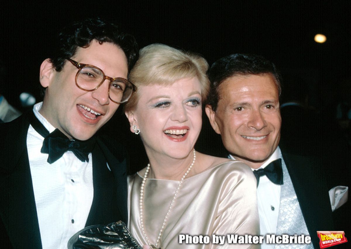 Harvey Fierstein , Angela Lansbury , Jerry Herman attend the Tony Awards, New York, NY. June 1983 at 