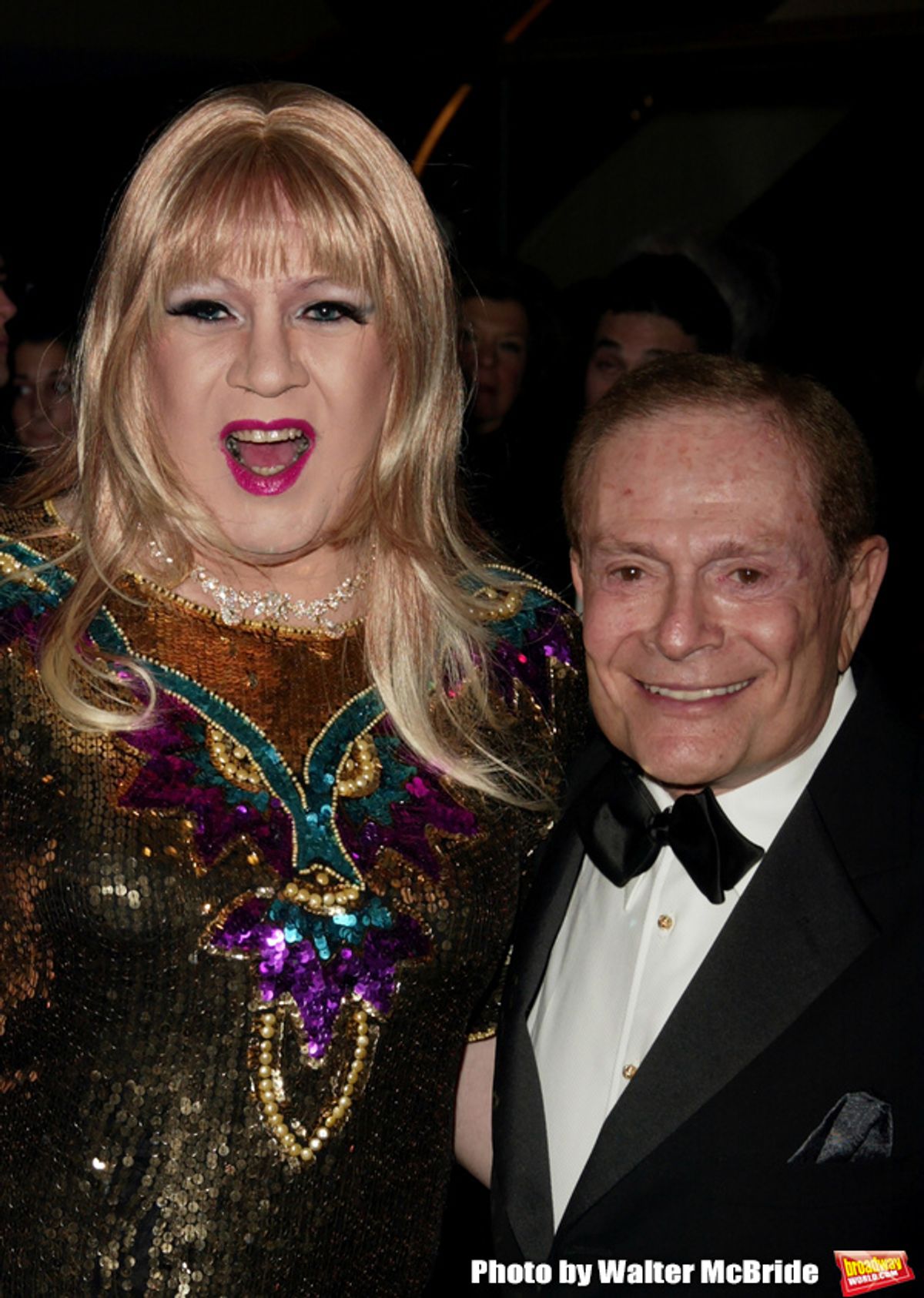 Jerry Herman being interviewed by Honey Clover for the PBS show Under The Pink Carpet.
Attending the Opening Night performance for
LA CAGE aux FOLLES at the Marquis Theatre in New York City.
December 9, 2004 at 