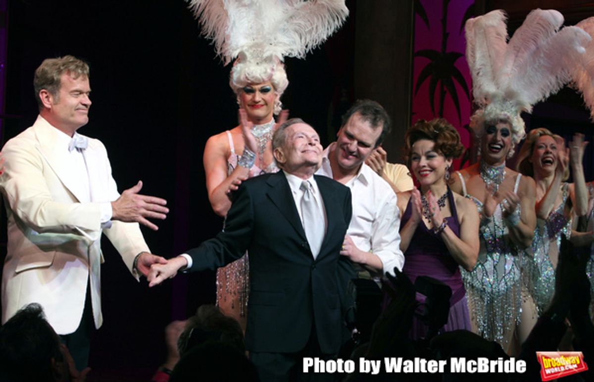 Kelsey Grammer, Douglas Hodges, Jerry Herman, Christine Andreas
during the Broadway Opening Night Performance Curtain Call for  'La Cage Aux Folles'  at the Longacre Theatre in New York City.
April 18, 2010 at 