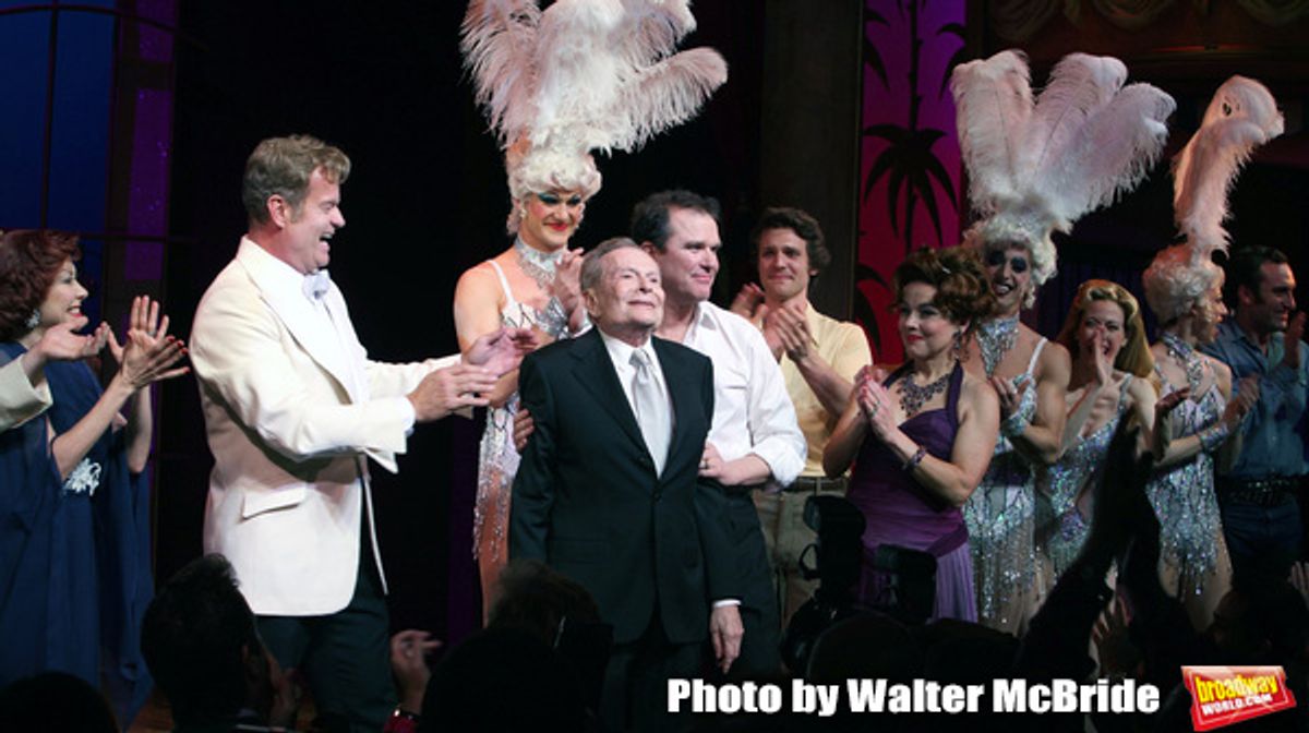 Kelsey Grammer, Douglas Hodge, Jerry Herman, Christine Andreas
during the Broadway Opening Night Performance Curtain Call for  'La Cage Aux Folles'  at the Longacre Theatre in New York City.
April 18, 2010 at 
