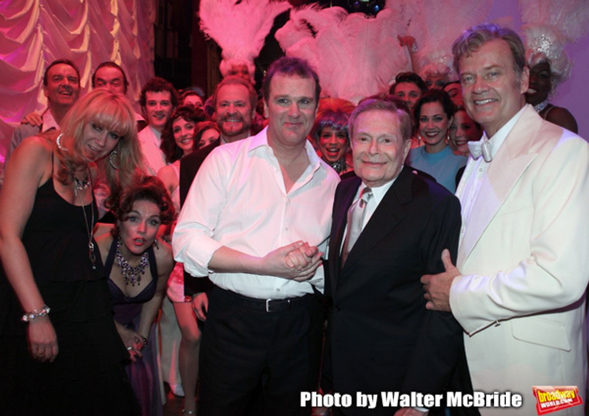 Backstage with Douglas Hodges, Jerry Herman, Kelsey Grammer & the ensemble cast
during the Broadway Opening Night Performance Curtain Call for  'La Cage Aux Folles'  at the Longacre Theatre in New York City.
April 18, 2010 at 
