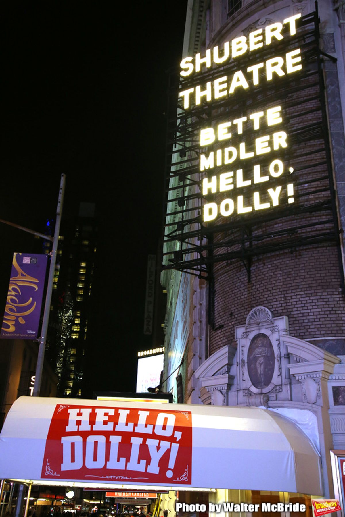 Theatre Marquee unveiling for the  forthcoming Broadway revival of Michael Stewart and Jerry Herman's 'Hello, Dolly!' starring Bette Midler  at the Shubert Theatre on January 5, 2017 in New York City. at 