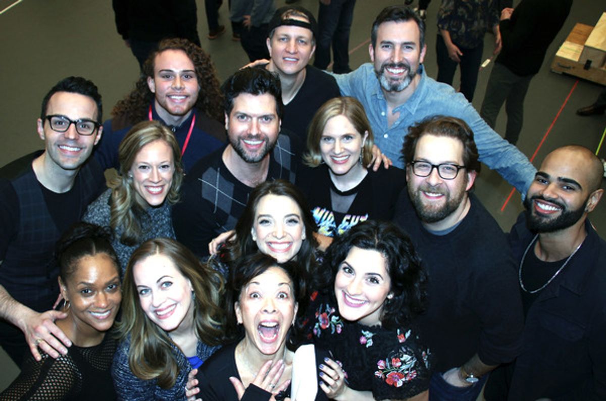 Top Row: (left to right) â€“ Bronson Norris Murphy, Angel Lozada, Jeremy Landon Hays, Dave Schoonover;
Middle Row: (left to right) â€“ Kara Haller, Mauricio Martinez, Amy Justman, Andrew Kober, Nicholas Edwards;
Bottom Row: (left to right) â€“ Rema Webb, Mamie Parris, JoAnn Hunter (director/choreographer), Alex Finkle, Alyssa Giannetti.
 at 