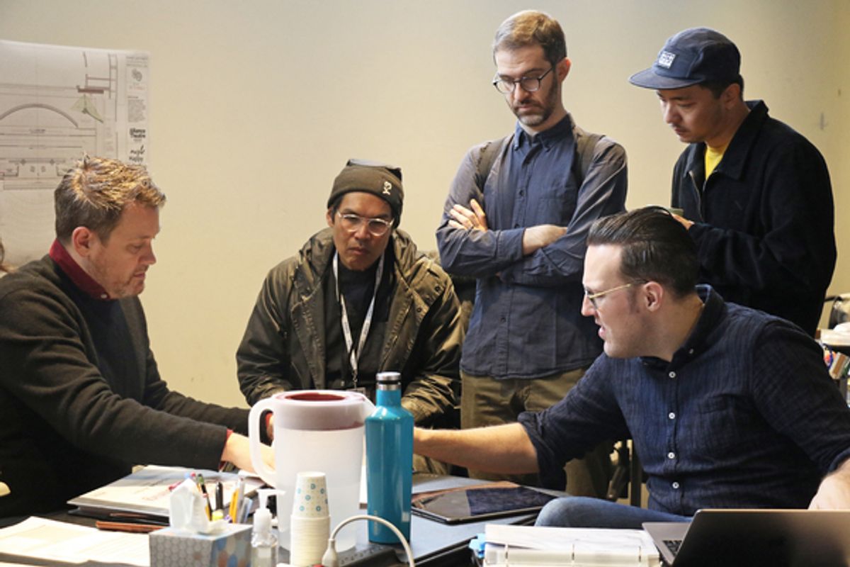 Michael Arden, Clint Ramos, Will Aronson, Hue Park, and Dane Laffrey at 