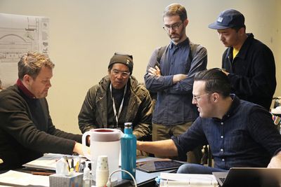 Michael Arden, Clint Ramos, Will Aronson, Hue Park, and Dane Laffrey Photo