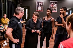 Scott Graham and Kathy Burke with the company Photo