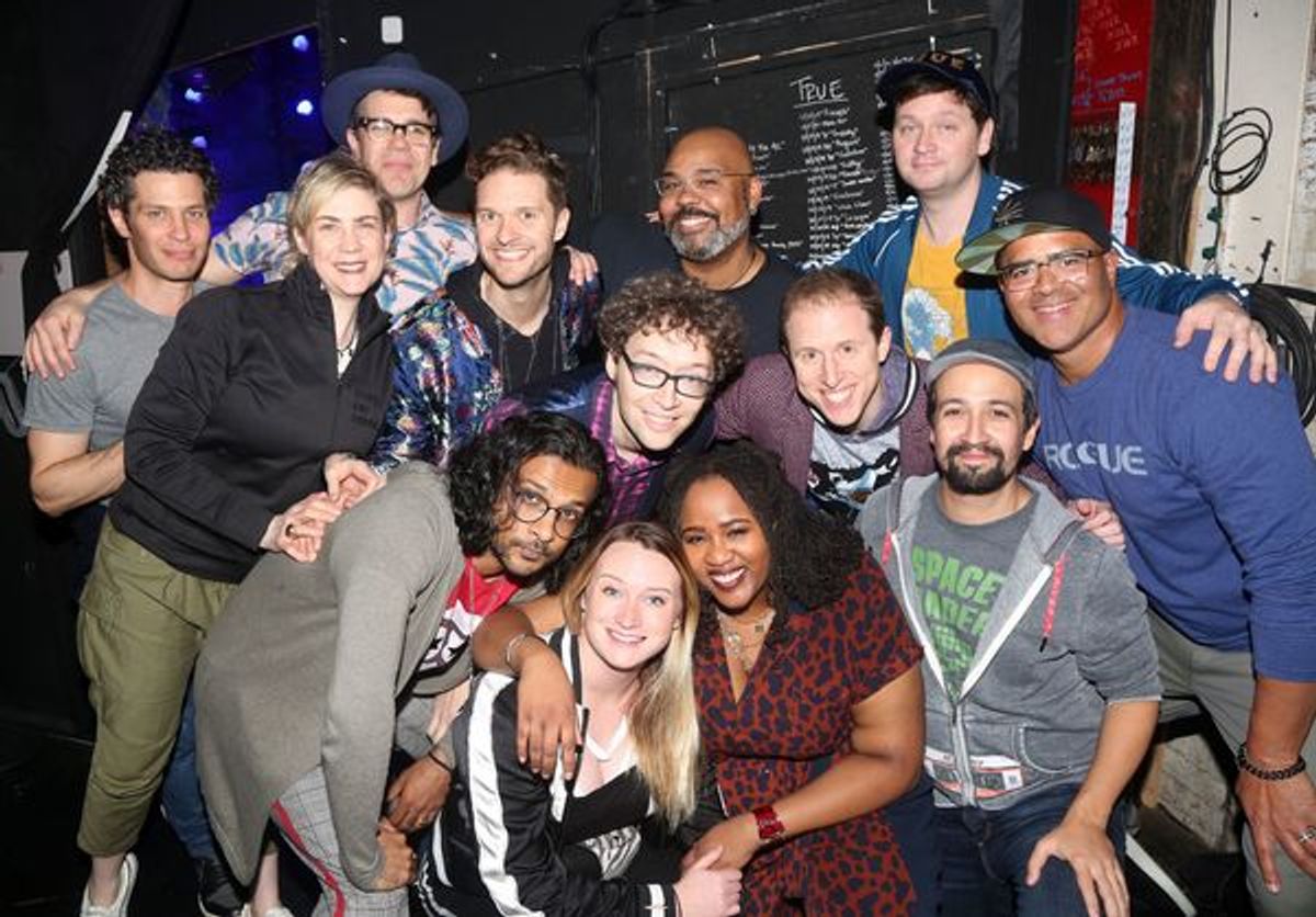 The cast of Freestyle Love Supreme with Director Thomas Kail and Producer Jenny Steingart at 