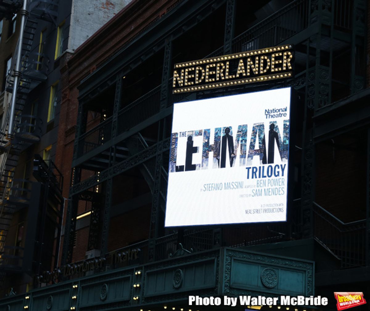 Theatre Marquee for 'The Lehman Trilogy '  directed by Sam Mendes at the Nederlander Theatre on January 13, 2019 in New York City.  at 