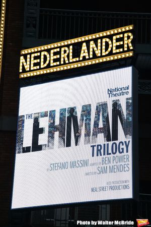 Theatre Marquee for "The Lehman Trilogy "  directed by Sam Mendes at the Nederlander  Photo
