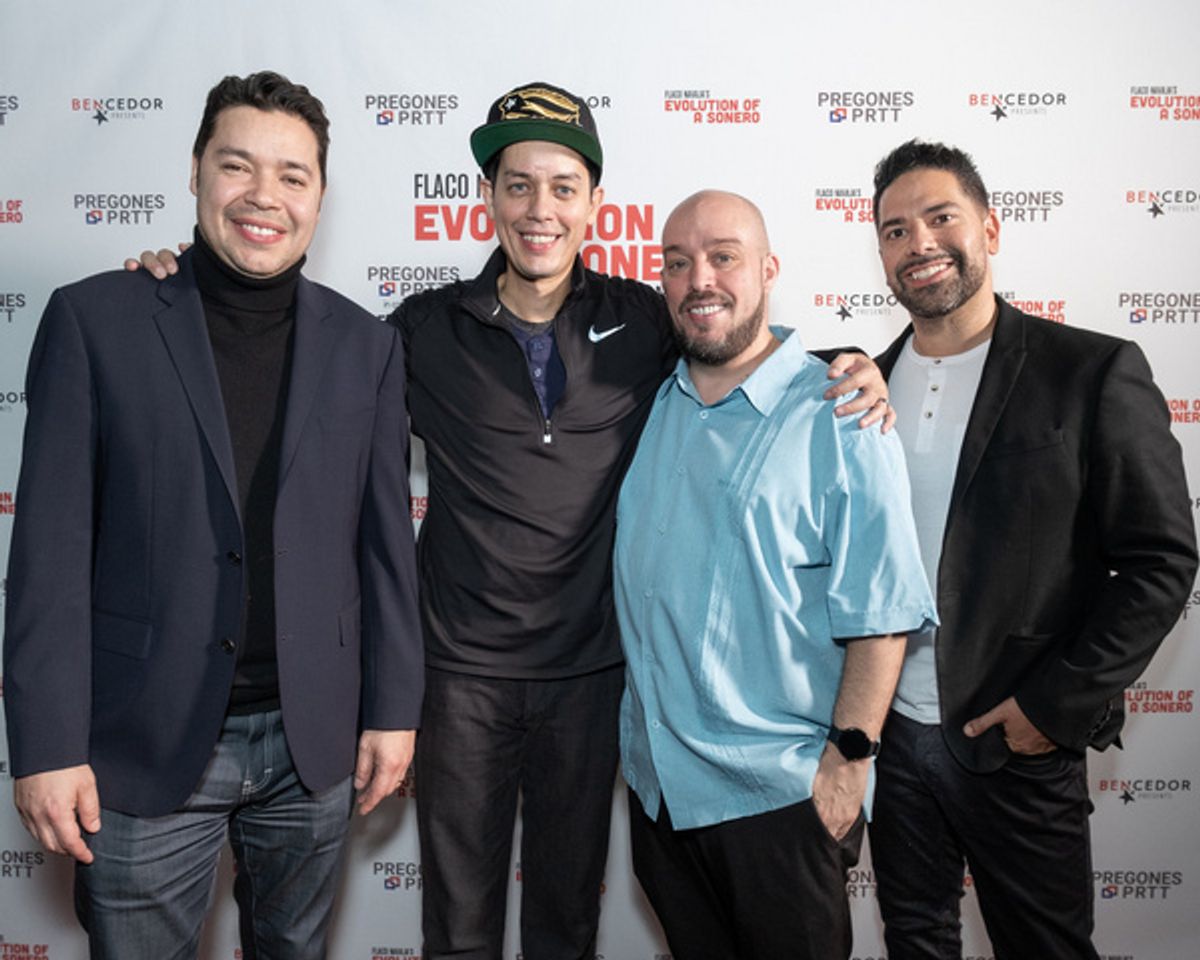 Joe Bernard, Flaco Navaja, George Serrano?CEO of Sofrito Media Group?and Ben DeJesus on opening night of Evolution of a Sonero at Pregones/PRTT. at 