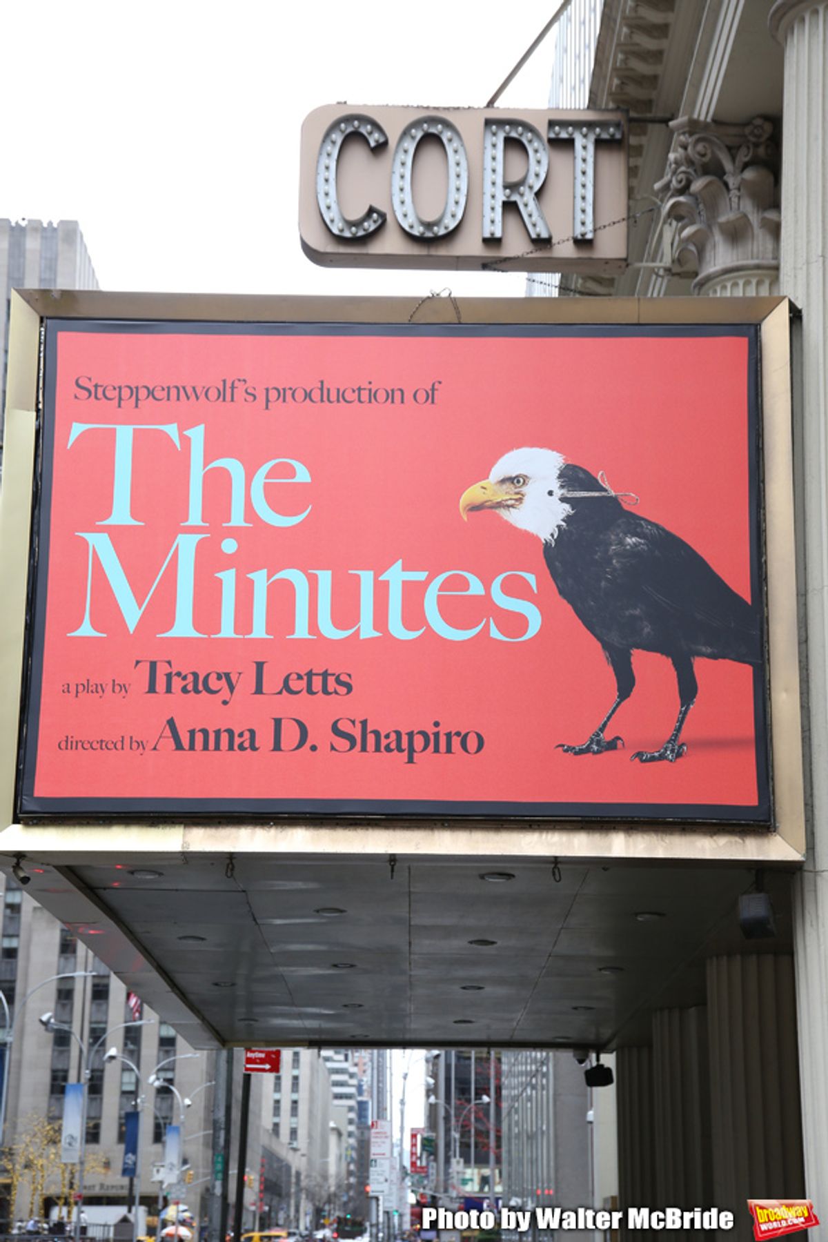 Theatre Marquee for 'The Minutes' by Pulitzer Prize-winning playwright Tracy Letts and Tony-winning director Anna D. Shapiro starring Armie Hammer, Jessie Mueller, & Blair Brown at the Cort Theatre on January 13, 2019 in New York City.  at 