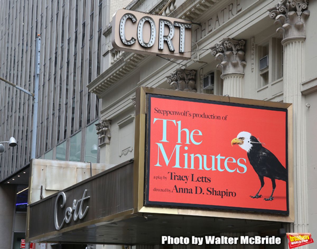 Theatre Marquee for 'The Minutes' by Pulitzer Prize-winning playwright Tracy Letts and Tony-winning director Anna D. Shapiro starring Armie Hammer, Jessie Mueller, & Blair Brown at the Cort Theatre on January 13, 2019 in New York City.  at 