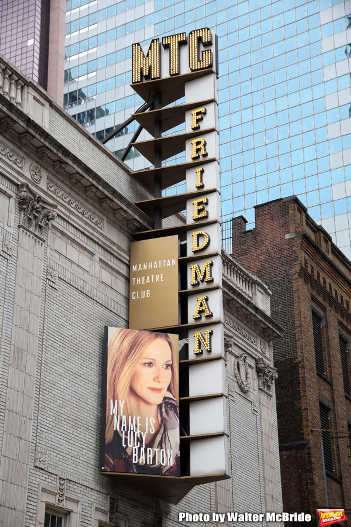 Theatre Marquee for Laura Linney returning to Broadway in a haunting new solo play, 'My Name Is Lucy Barton', adapted by Rona Munro from the bestselling novel by Pulitzer Prize winner Elizabeth Strout at the Samuel J. Friedman Theatre on January 13, 2019 in New York City.  at 