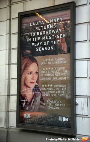 Theatre Marquee for Laura Linney returning to Broadway in a haunting new solo play, " Photo