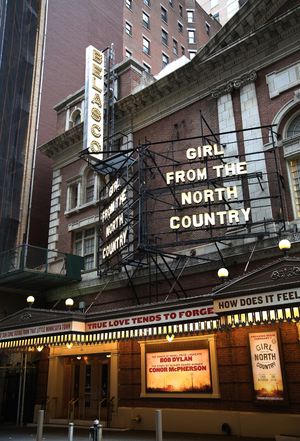 Theatre Marquee for "Girl From The North Country", with songs by Bob Dylan, at the Be Photo