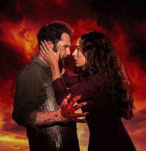 Paul Tinto as Macbeth and Phoebe Sparrow as Lady Macbeth in Queen''s Theatre Hornchur Photo