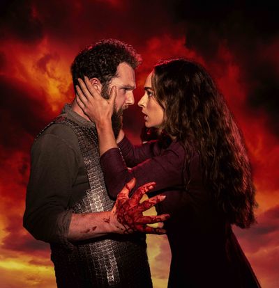 Paul Tinto as Macbeth and Phoebe Sparrow as Lady Macbeth in Queen''s Theatre Hornchur Photo