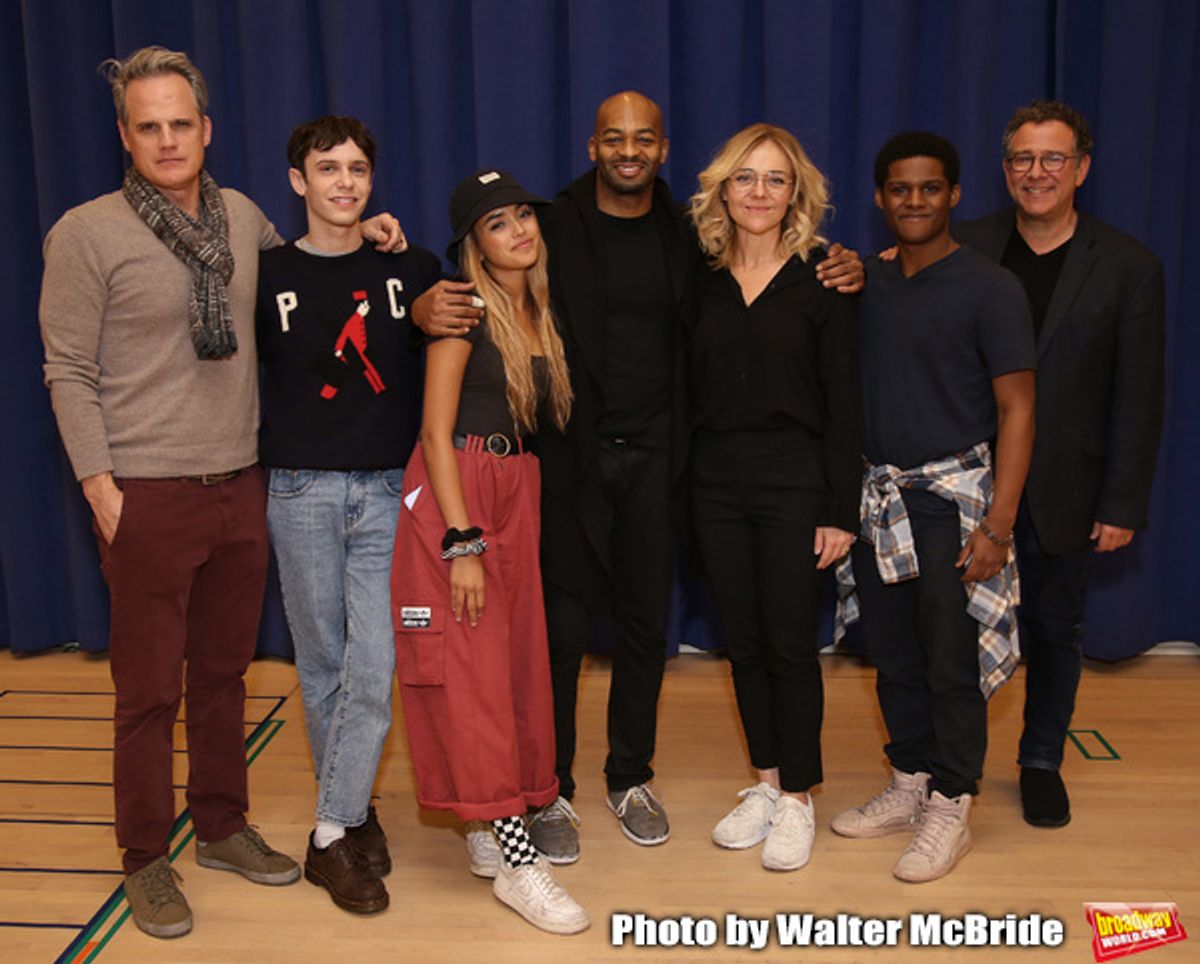 Michael Park, Ben Levi Ross, Maia Reficco, Brandon Victor Dixon Rachel Bay Jones, Khamary Grant and Michael Greif during the press rehearsal for Kennedy Center's Broadway Center Stage production of  'Next To Normal'  at The New 42nd Street Studios  on January 16, 2020 in New York City.  at 